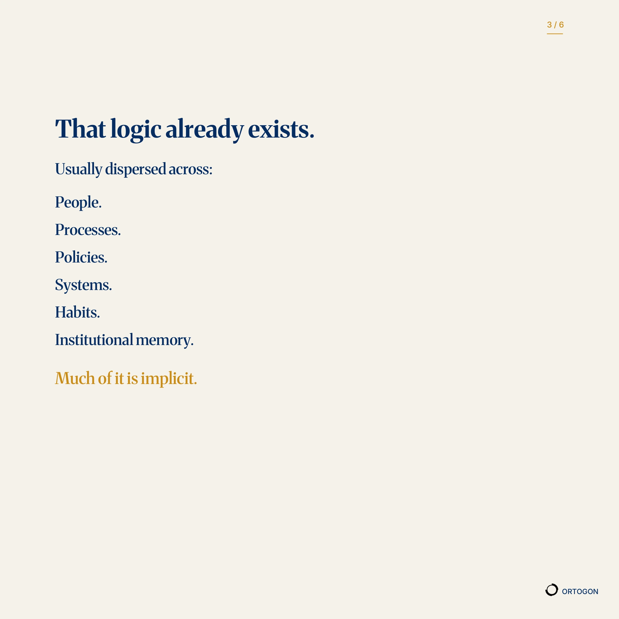 Cover page of the carousel 'AI Will Not Fix How Your Organization Reasons. It Will Scale It.'. (Page 3)