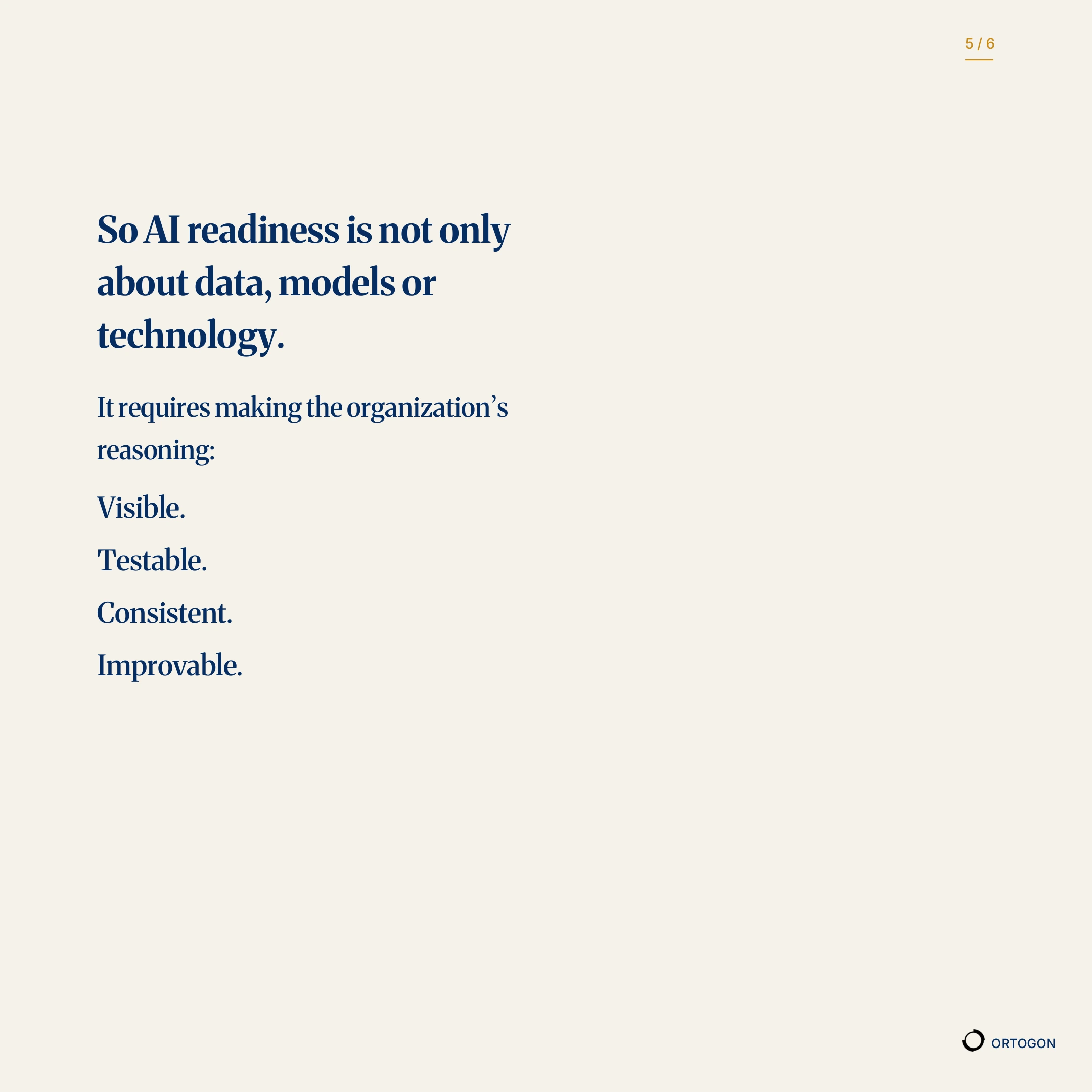 Cover page of the carousel 'AI Will Not Fix How Your Organization Reasons. It Will Scale It.'. (Page 5)