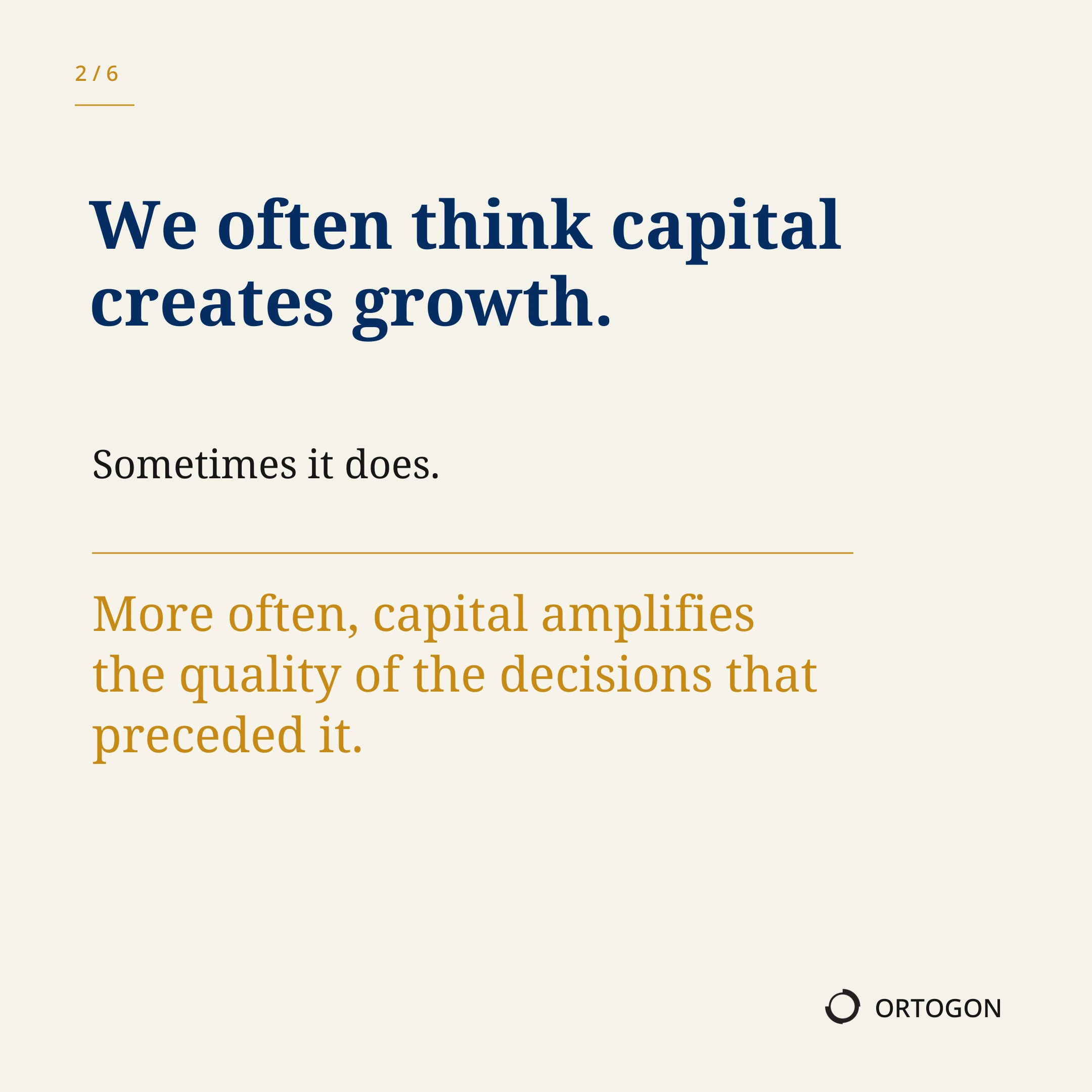 Cover page of the carousel 'Capital Follows Decisions'. (Page 2)