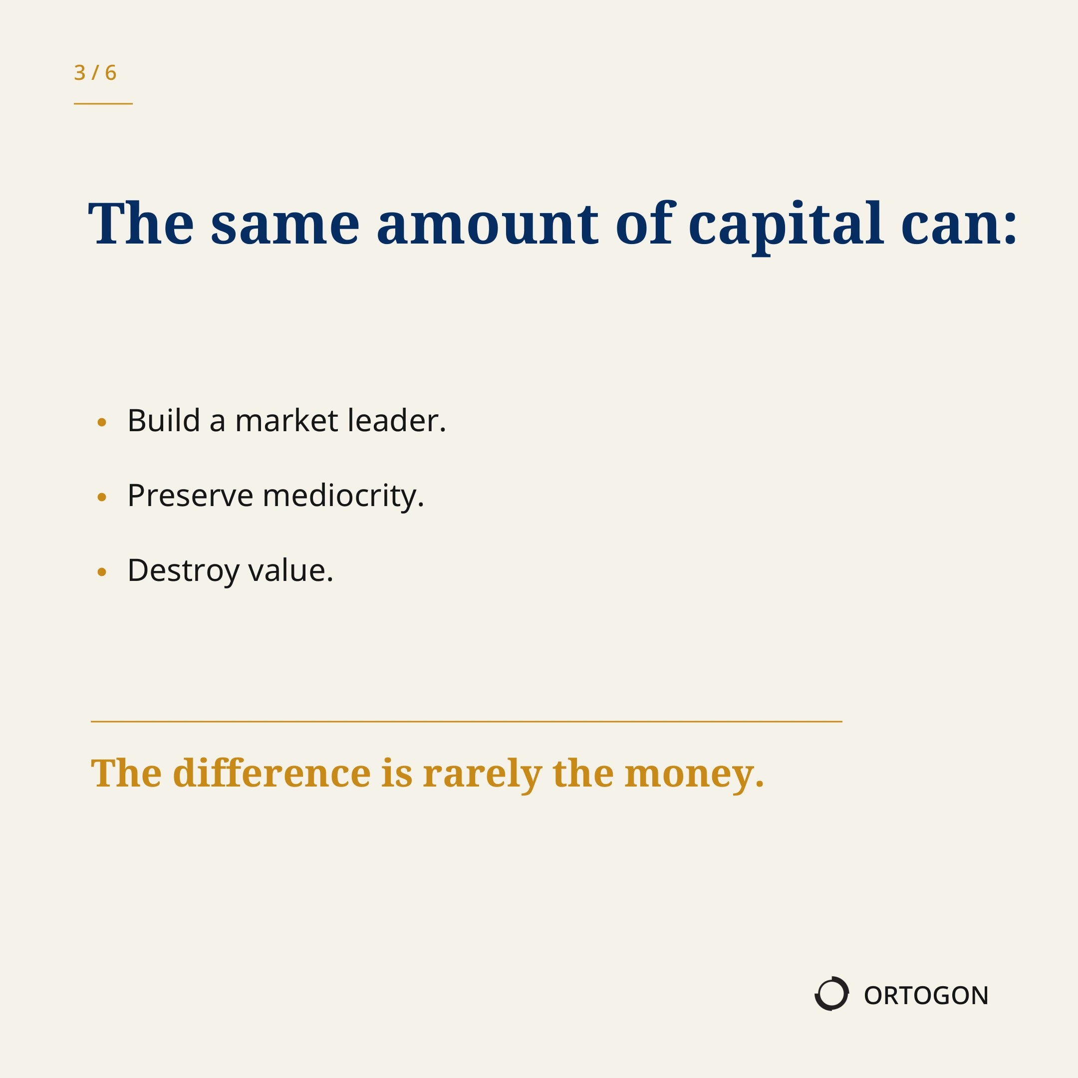 Cover page of the carousel 'Capital Follows Decisions'. (Page 3)