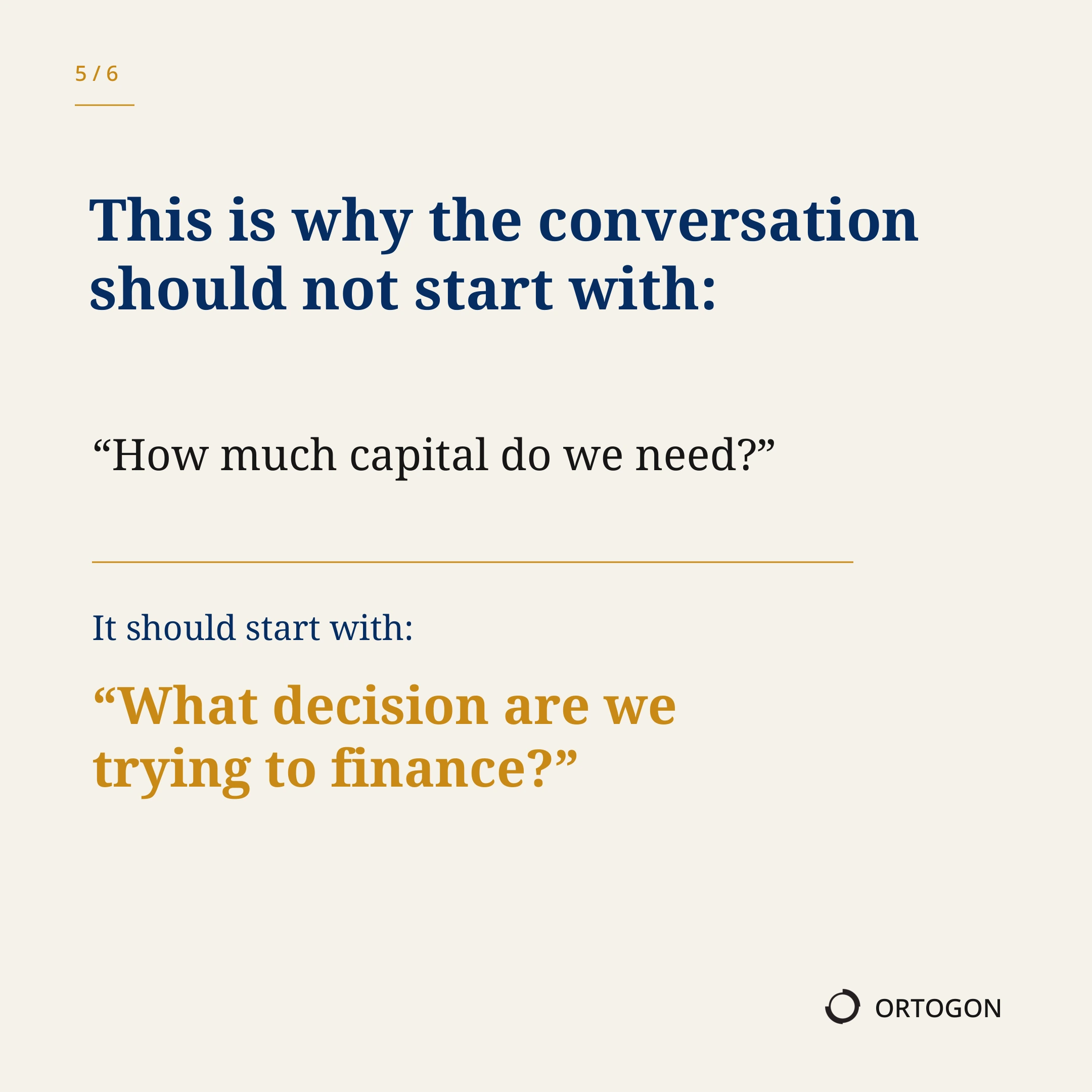 Cover page of the carousel 'Capital Follows Decisions'. (Page 5)