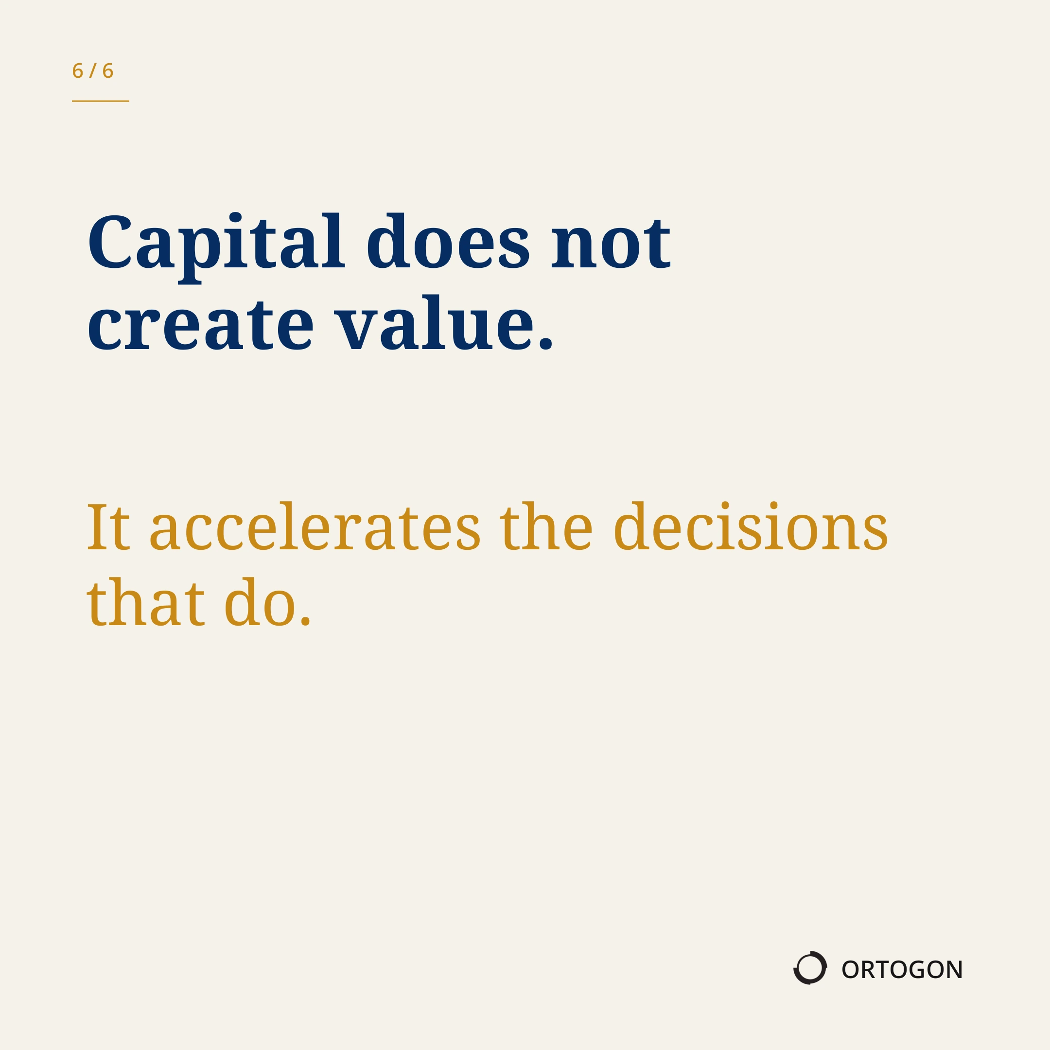 Cover page of the carousel 'Capital Follows Decisions'. (Page 6)