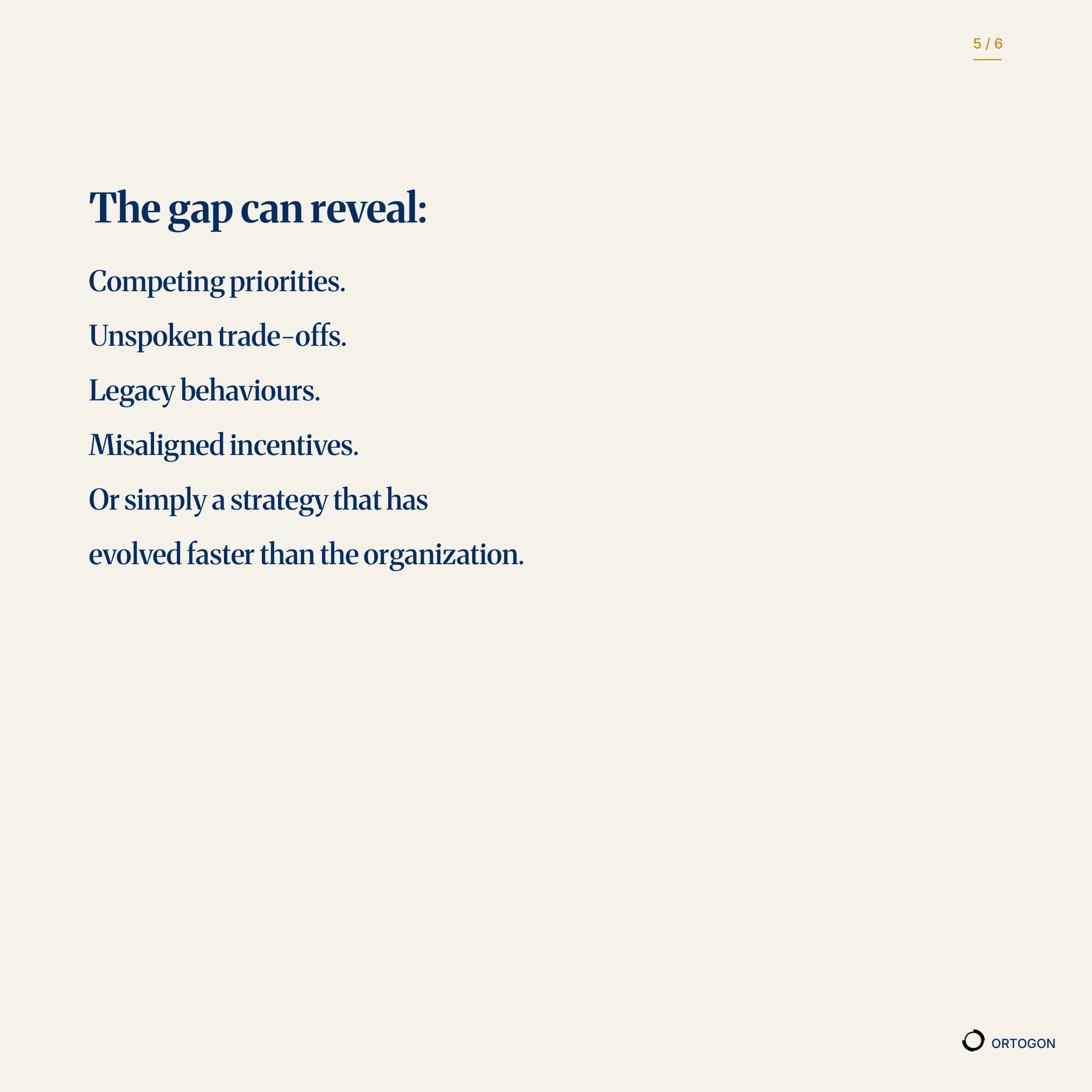 Cover page of the carousel 'Every organization has two versions of strategy.'. (Page 5)