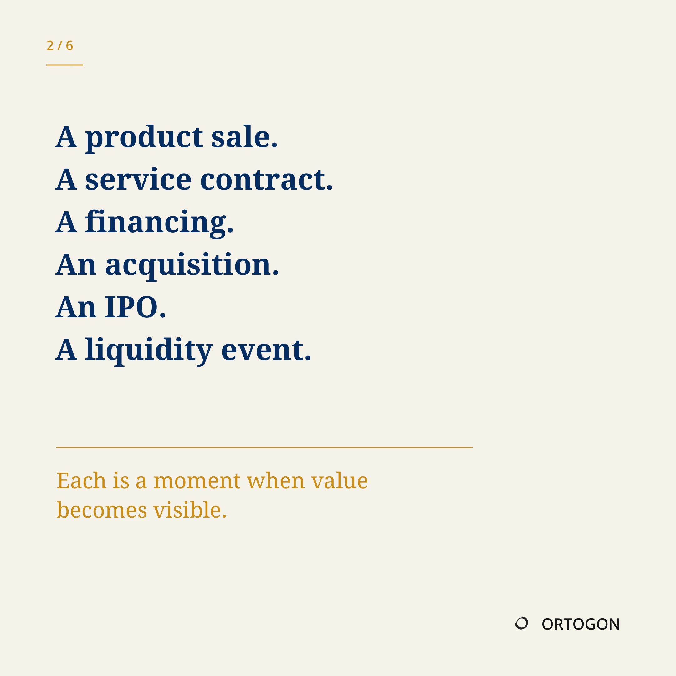 Cover page of the carousel 'Markets Notice the Transaction. Value Was Built Before It.'. (Page 2)