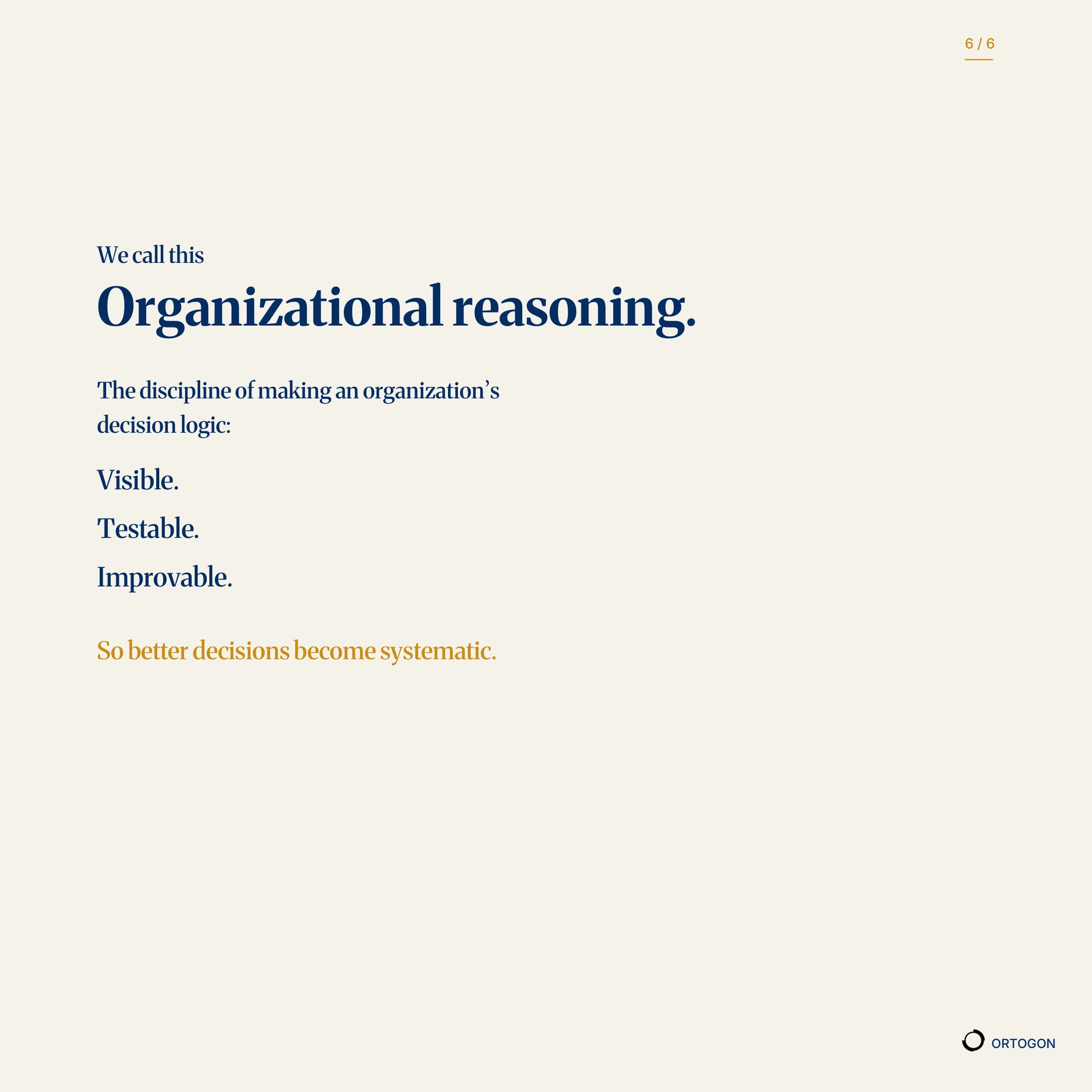 Cover page of the carousel 'Organizational Reasoning'. (Page 6)