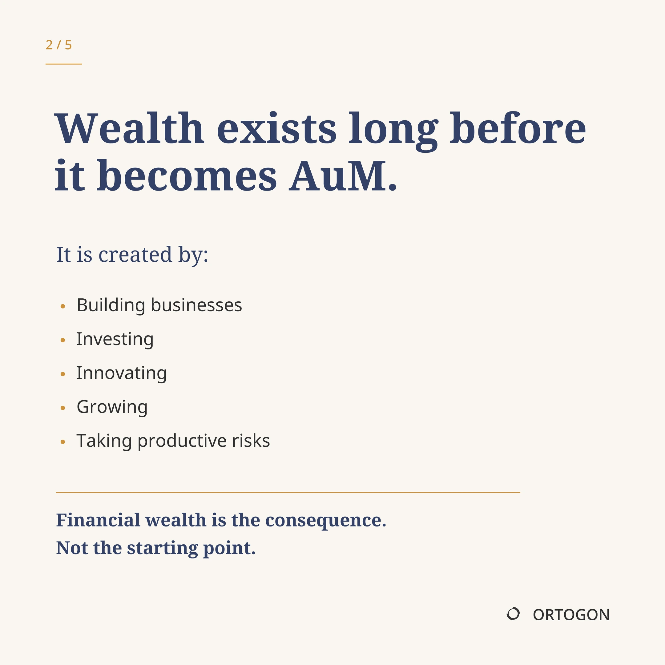 Cover page of the carousel 'Private Banking Starts Too Late'. (Page 2)