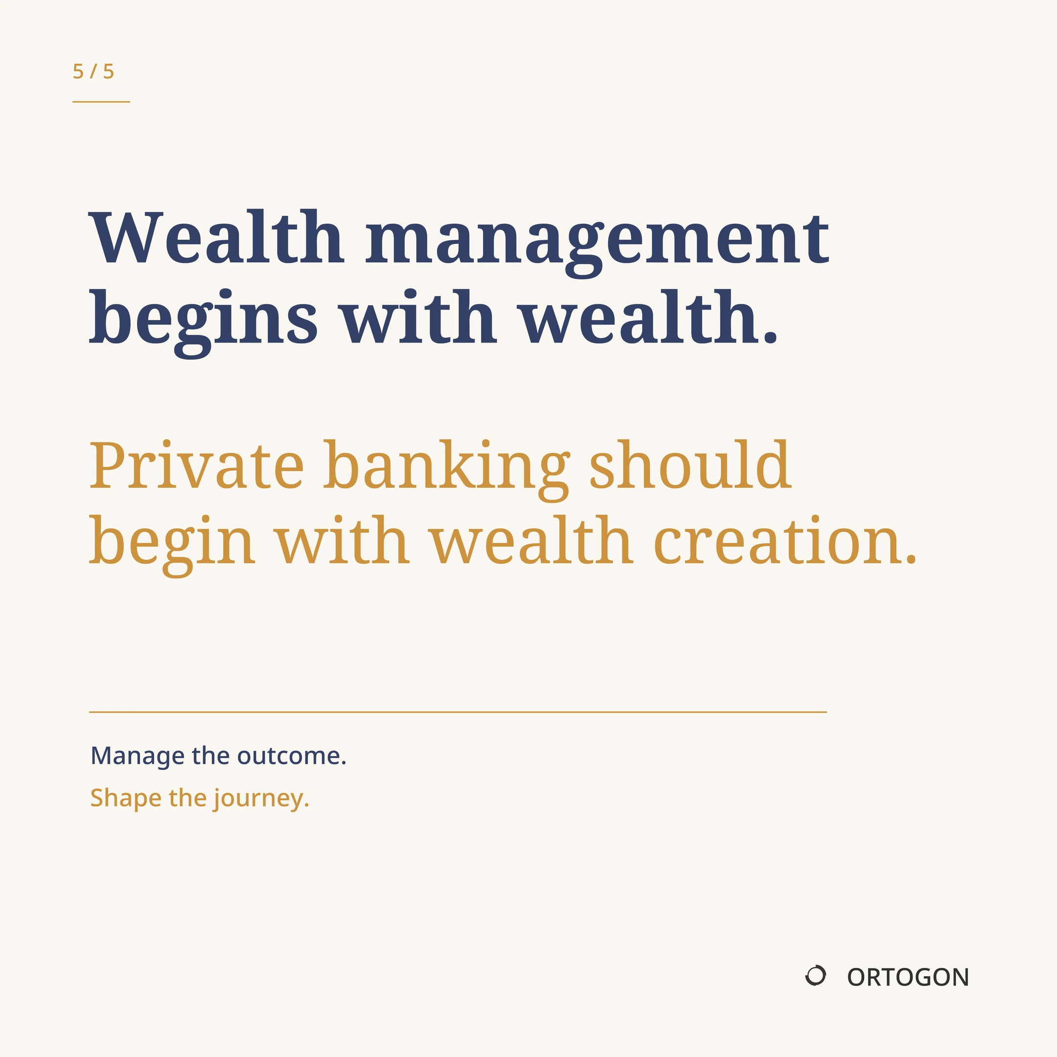 Cover page of the carousel 'Private Banking Starts Too Late'. (Page 5)