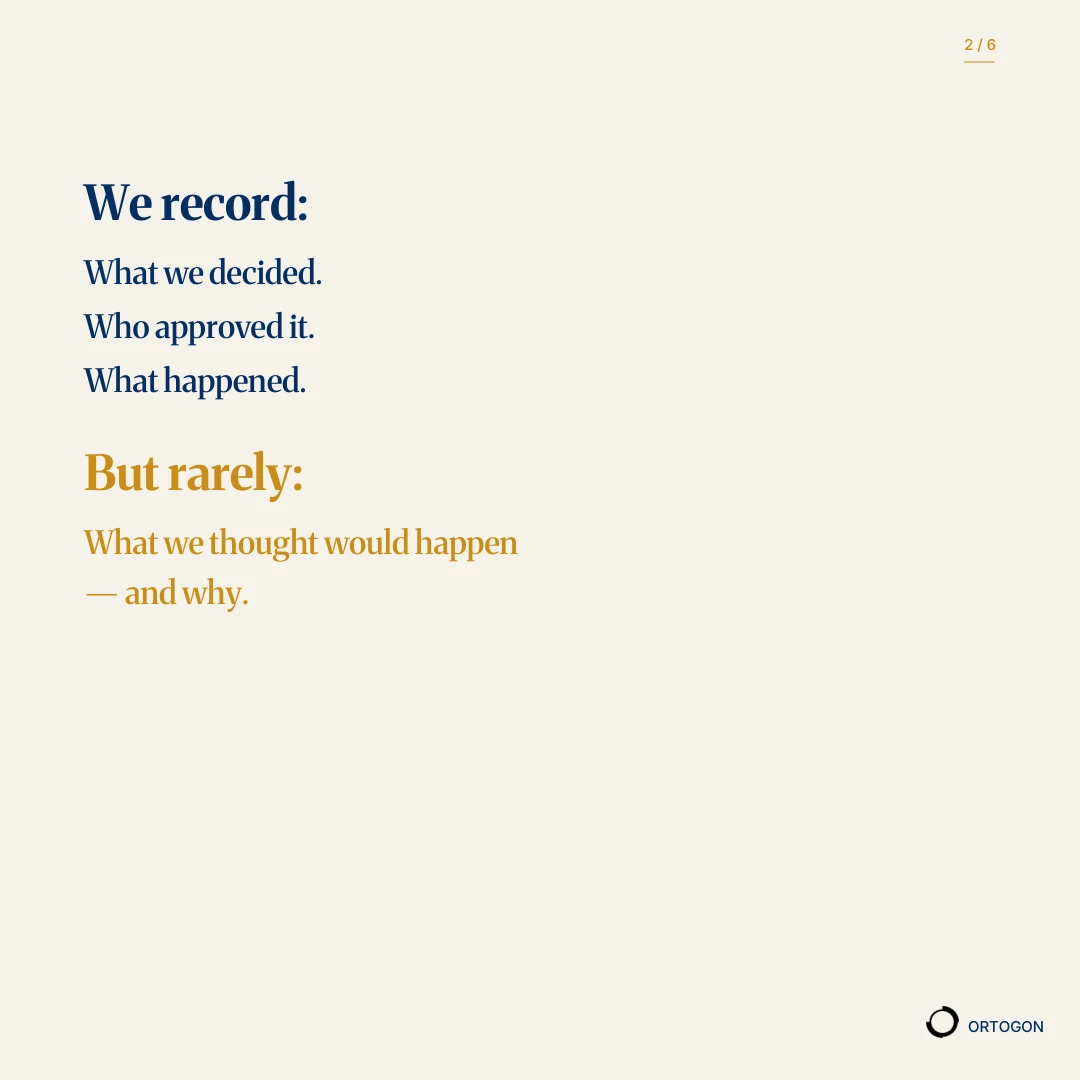 Cover page of the carousel 'Without a written expectation, every outcome can be explained after the fact.'. (Page 2)