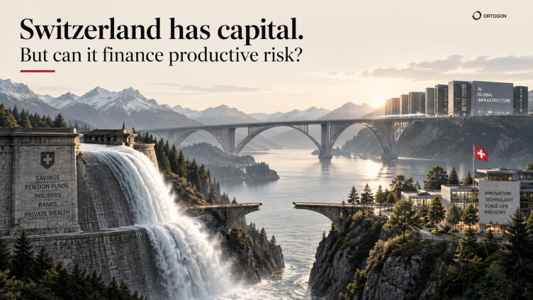 Infographic on the gap between Swiss savings and productive risk.