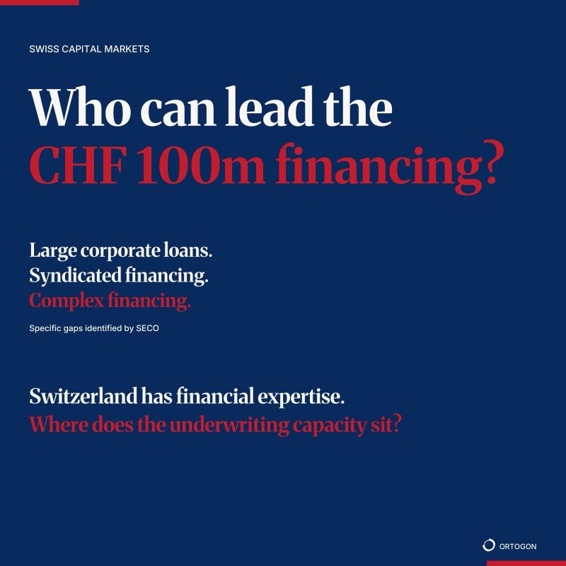 Swiss capital markets graphic asking who can lead a CHF 100m financing and where underwriting capacity sits.